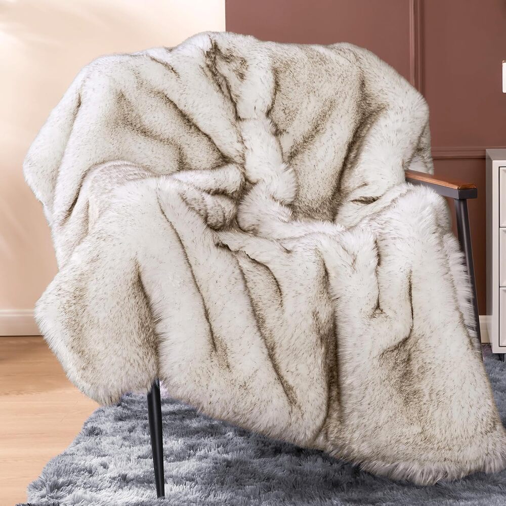 1000GSM Faux Fur Super Thick Warm Cozy Heavy Throw Blanket 50x60 Luxury - Picture 3 of 9